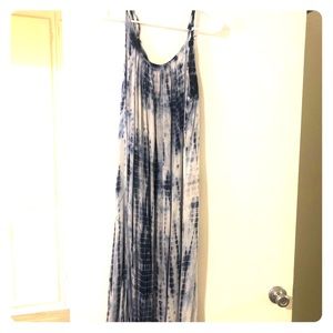Blue/White Cross Back Maxi Dress